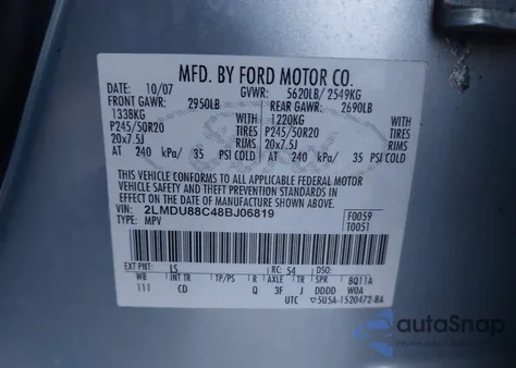 2008 Lincoln Mkx from USA, damaged, VIN 2LMDU88C48BJ06819